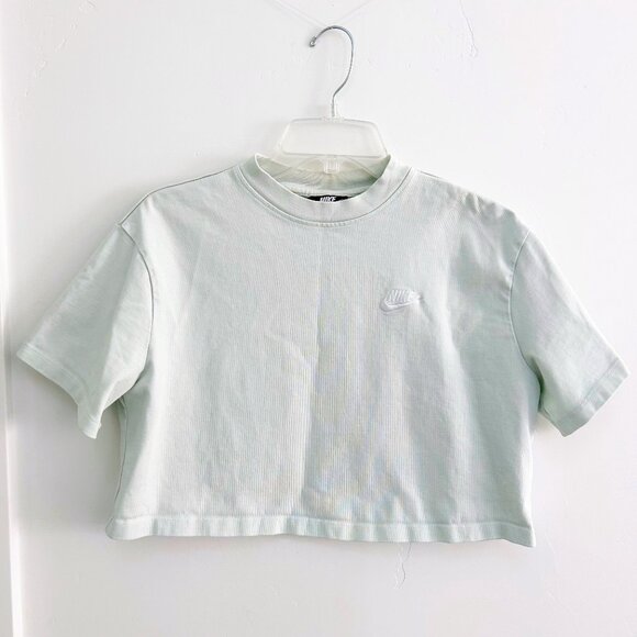 🍃 EUC🍃 Nike Sportswear Jersey Mint Green Crop Top T-Shirt - Picture 4 of 6